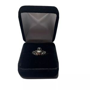 UNISEX IRISH SOLID 925 STERLING SILVER LOVE CLADDAGH RING KNOTWORK SIDE DETAIL